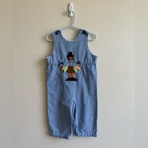 Funtasia Too Blue Gingham Longall with Removeable Turkey Detail (2T)